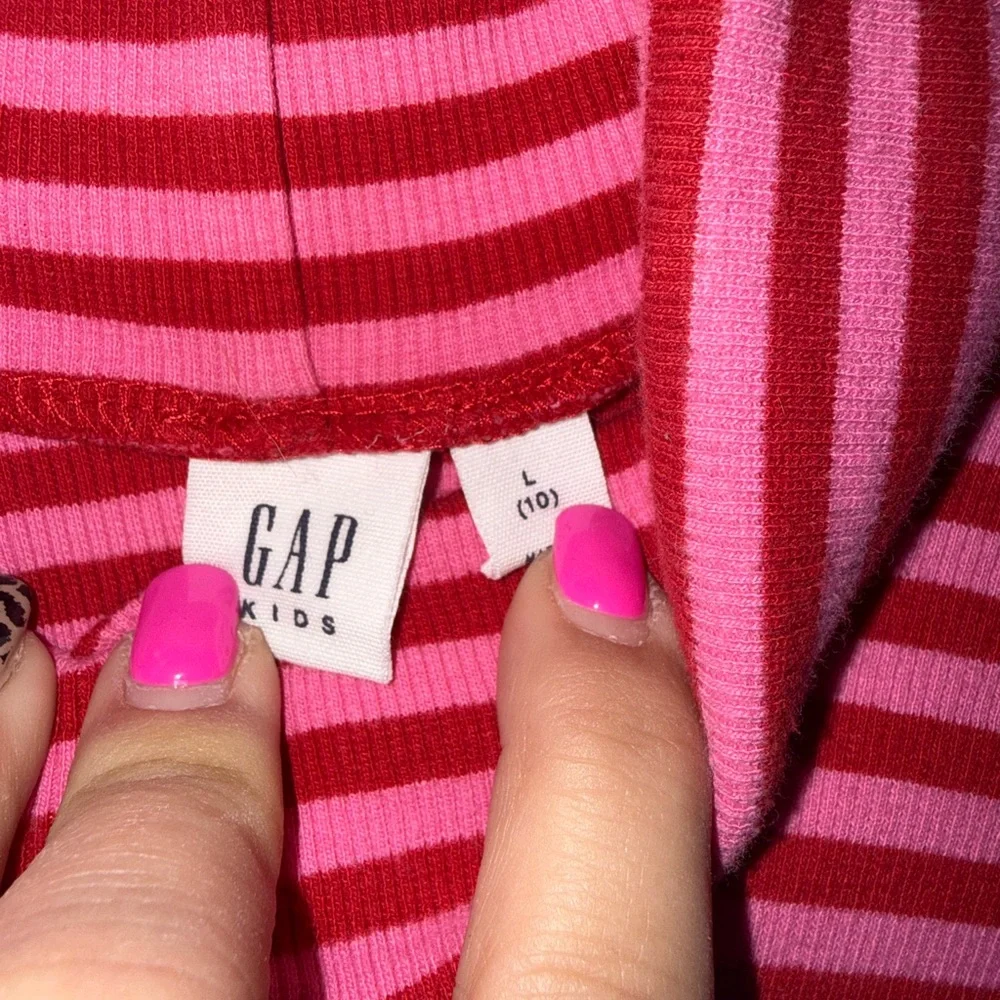 GAP Kids Red and Pink Striped Top Girls Youth Large size 10/12